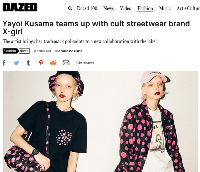 Yayoi Kusama teams up with cult streetwear brand X-girl