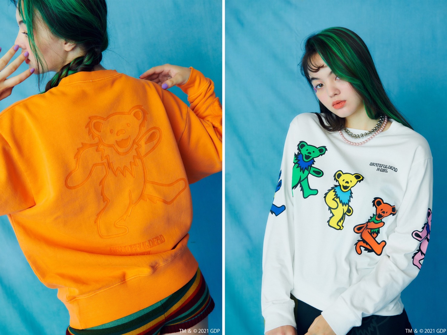 X-girl GRATEFUL DEAD BEAR L/S TEE